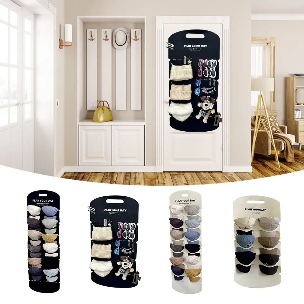 Door Back Baseball Cap Display Rack Hanging Sunglasses Felt wall storage board Collecting Hat Storage Bag for Wardrobe