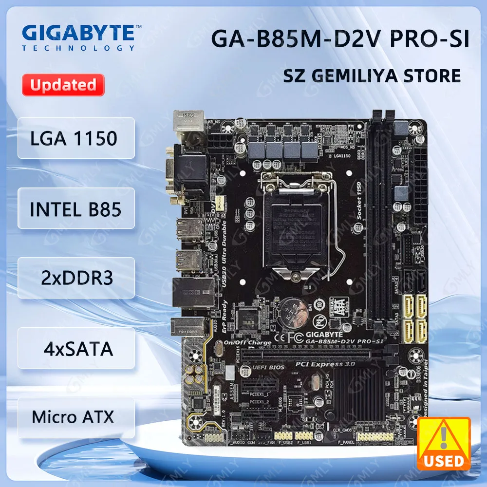 

Gigabyte GA-B85M-D2V PRO-SI Motherboard LGA 1150 Intel B85 support i7-4790 4770T 4570 4130 cpu DDR3 32GB Micro-ATX