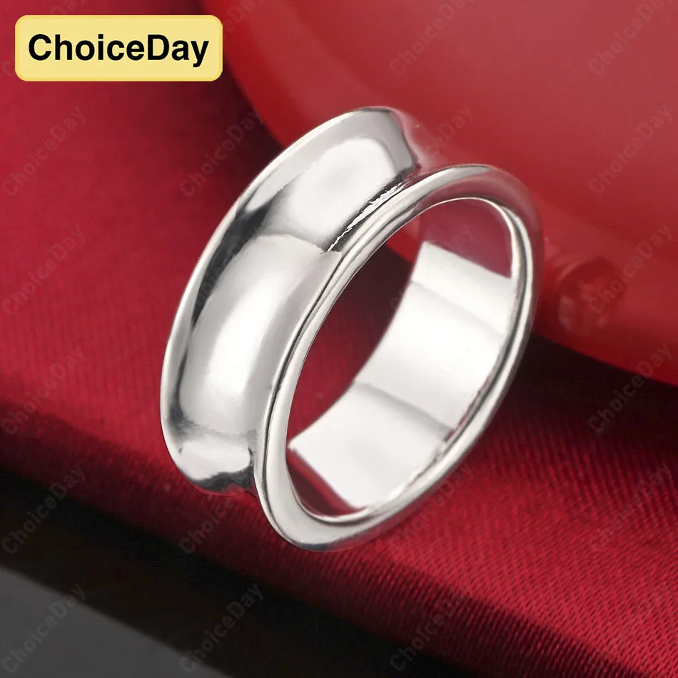 

ChoiceDay 925 Sterling Silver 5-10 Simple Smooth Ring Women's Jewelry Wedding Accessories Gift Ornaments Party