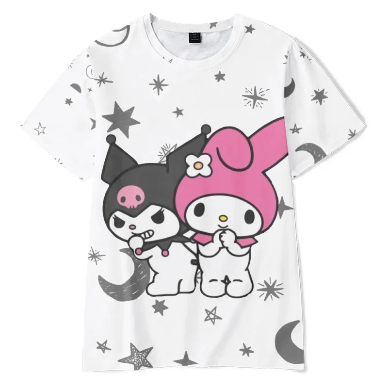 2023 Anime Cartoon Zomer Kuromi T-Shirt Mijn Melodie Hello Kitty 3d Print Cartoons Kleding Kid Boy Fashion T-Shirt Casual Top