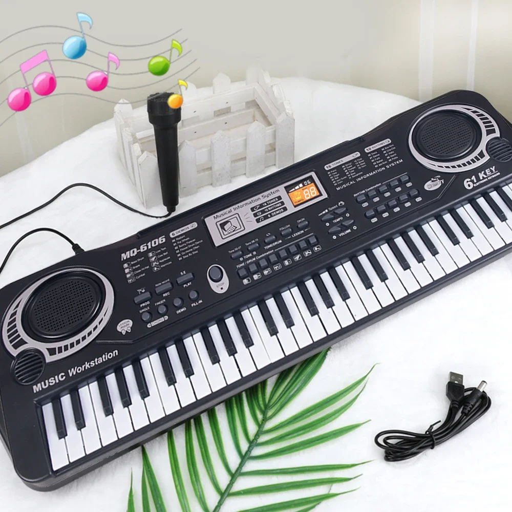 Chriyungel Kids Electronic Piano Keyboard with Microphone  61 / 37 Keys Organ Musical Instrument Toy Gift for Child Beginners