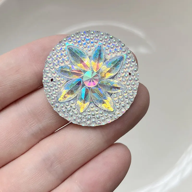 35mm fiore tondo resina posteriore piatta strass produzione di gioielli fai da te con orecchini aborigeni strass di cristallo decorativi 6 pezzi