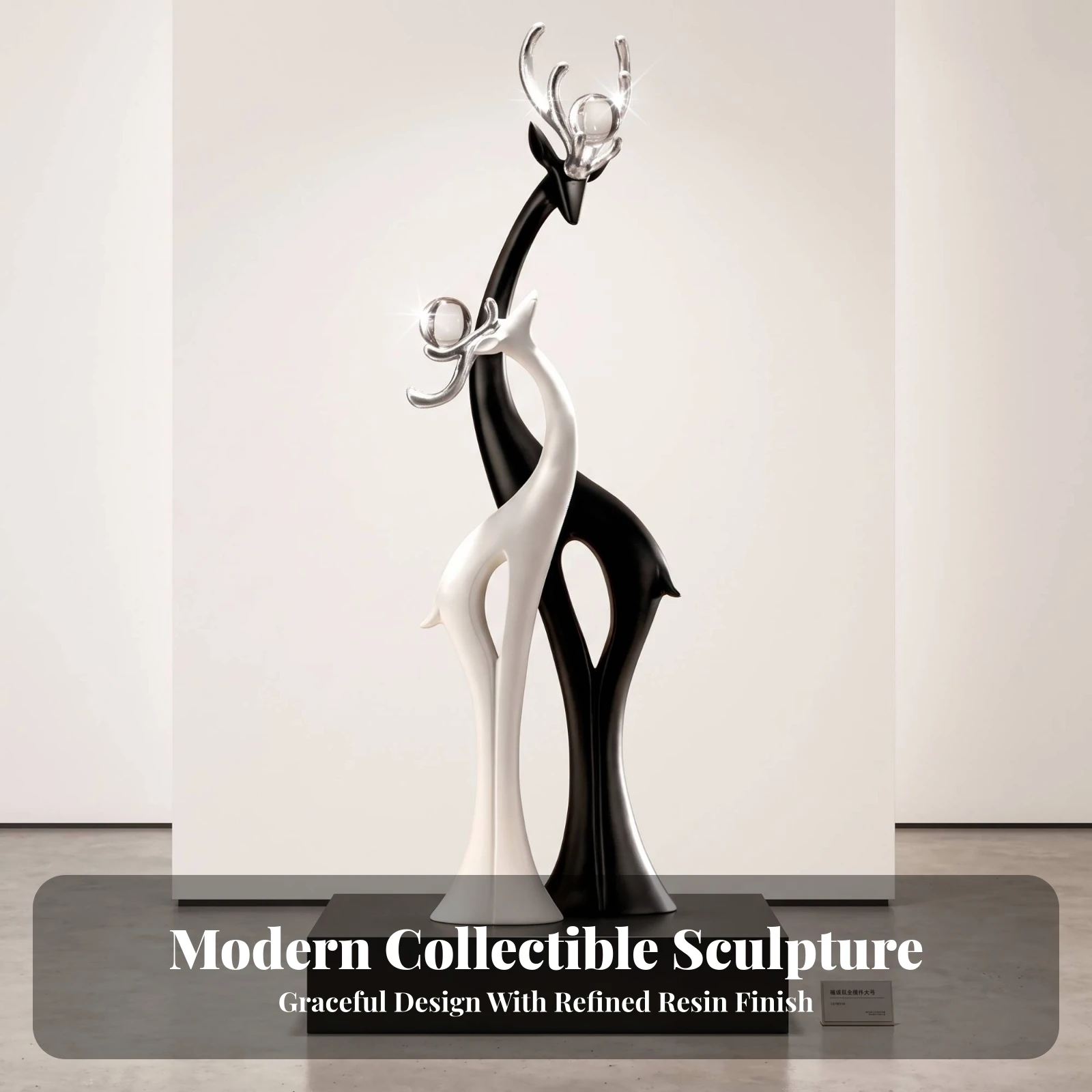 Floor Ornament Modern Floor Sculpture Resin Deer Statue Freestanding for Homeowners, Living Room, Entryway