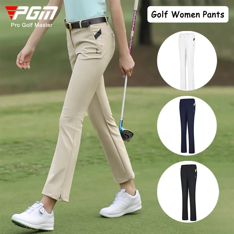 

PGM Split Sports Trousers Women Breathable Golf Flare Pants Ladies High Waist Slim Sweatpants Waterproof Elastic Golf Apparel