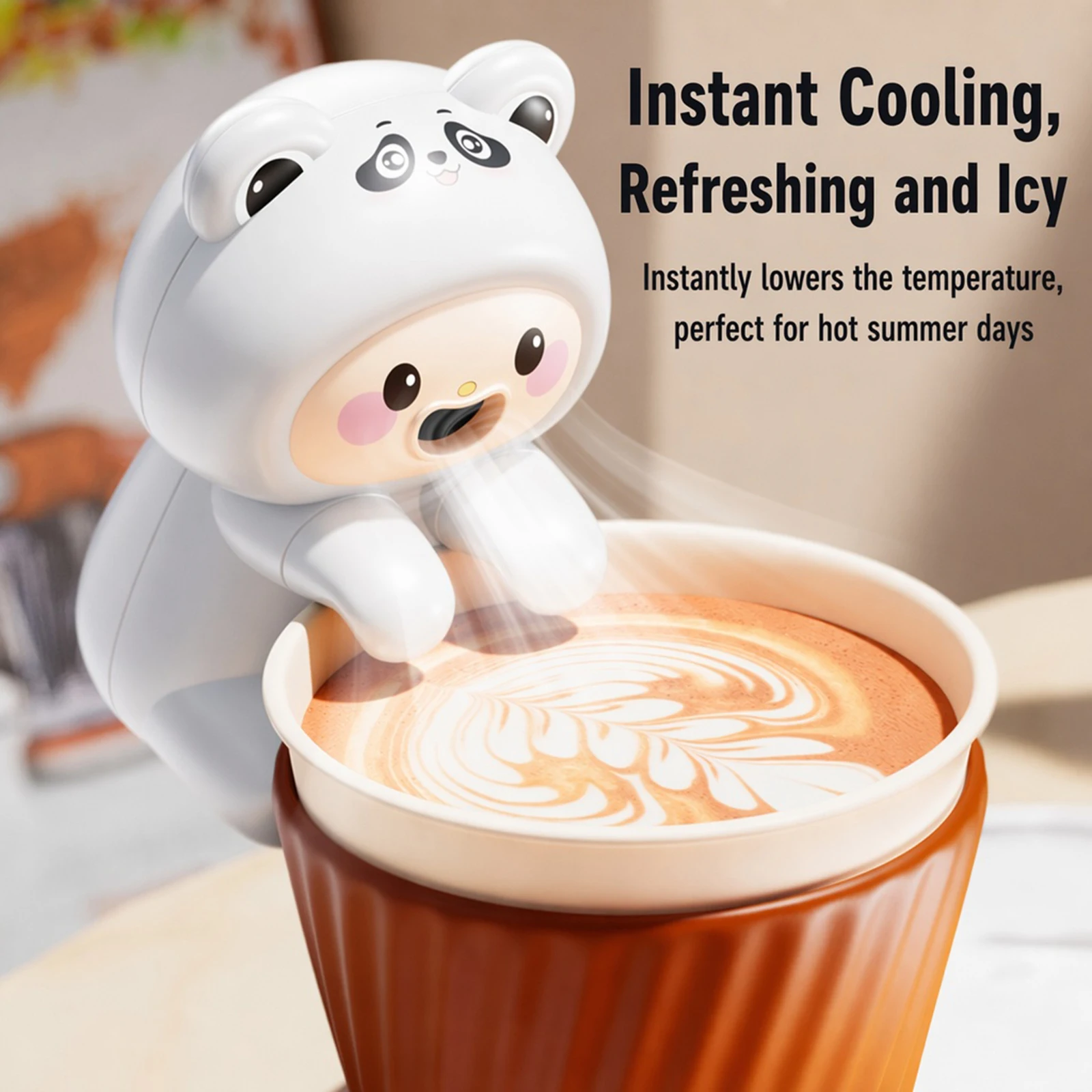 Cup Mount Food Hot Drinking Cooling Fans USB Rechargeable Cute Cartoon Animal Electric Fan Hands Detachable Air-Blowing Cooler view 4