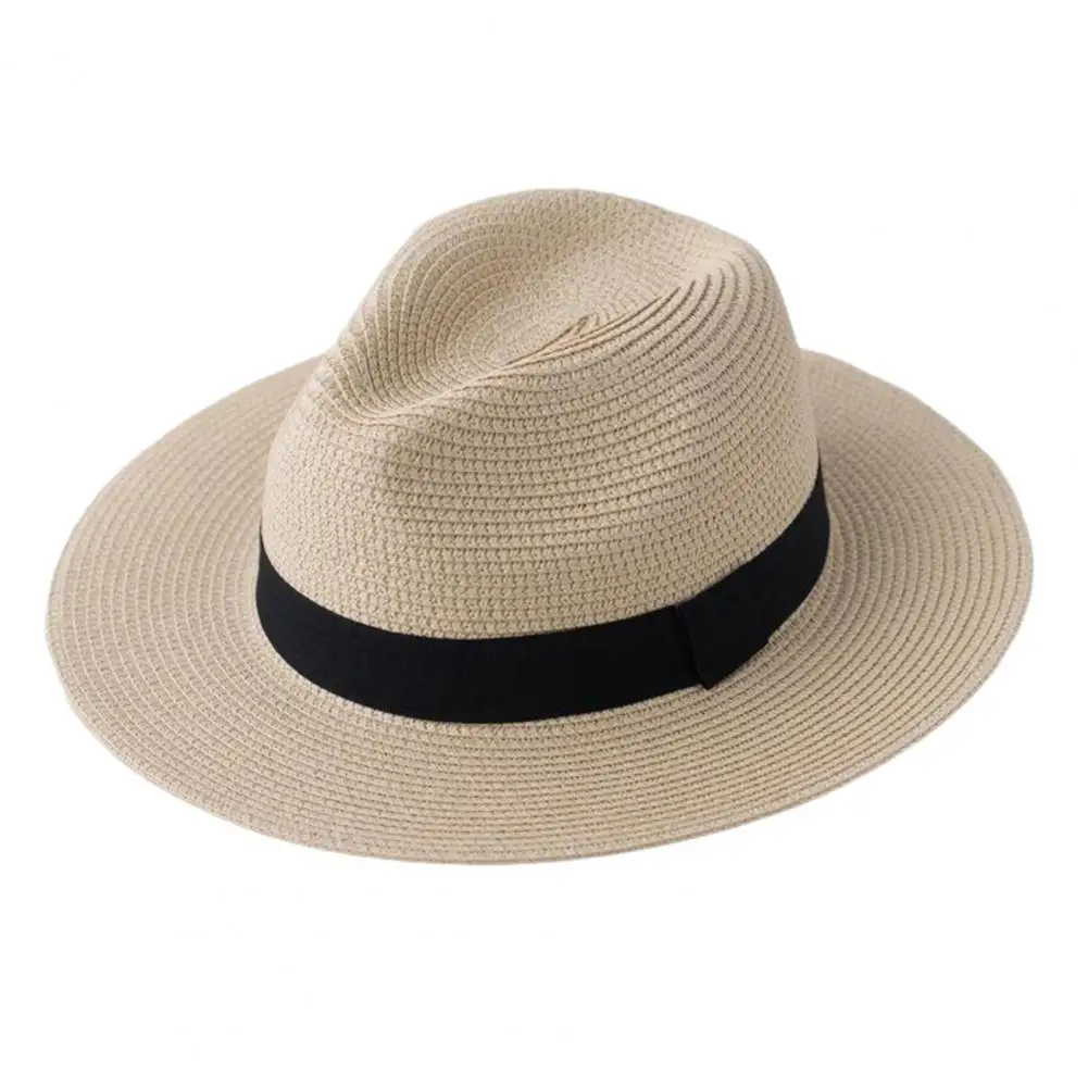 Summer Beach Hat Vacation Sun Hat Men's Paper Straw Sun Hat Breathable Wide Brim Beach Foldable Uv Protection Summer for Outdoor