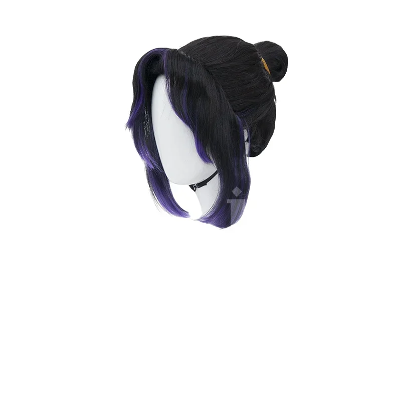 Alta qualidade borboleta ninja cos peruca 45cm preto roxo resistente ao calor cabelo sintético festa de halloween anime cosplay perucas peruca boné