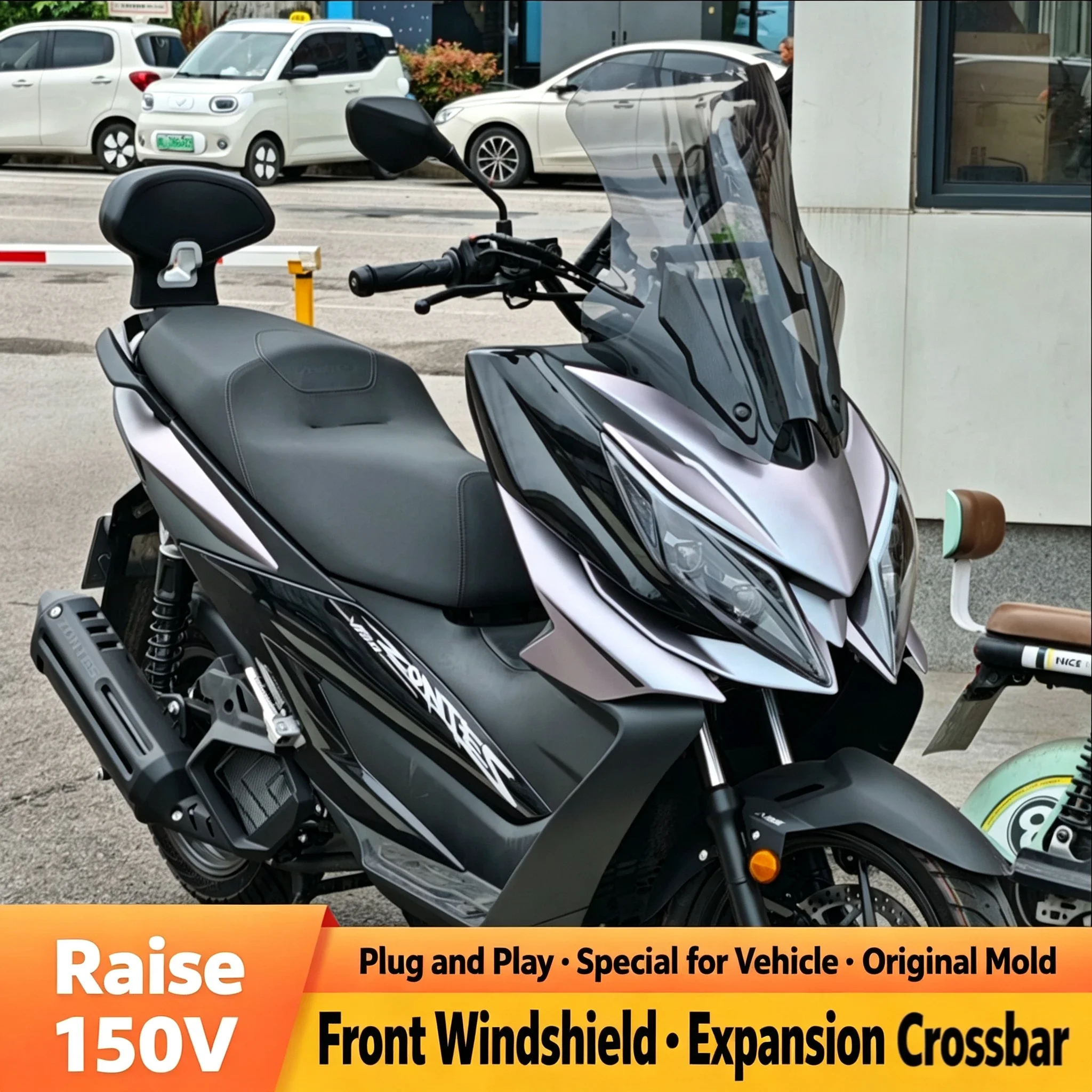 For Zontes 150V Heightened Windscreen & Extension Crossbar, No Cut Mount Motorcycle Airflow Cover Accessories