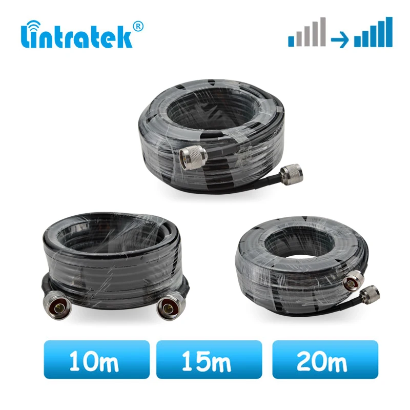 Lintratek 10m 15m 20m meter 5D Coaxial Cable 50ohm N Male to N Male For 2G 3G 4G Signal Booster Mobile Phone Repeater Amplifier