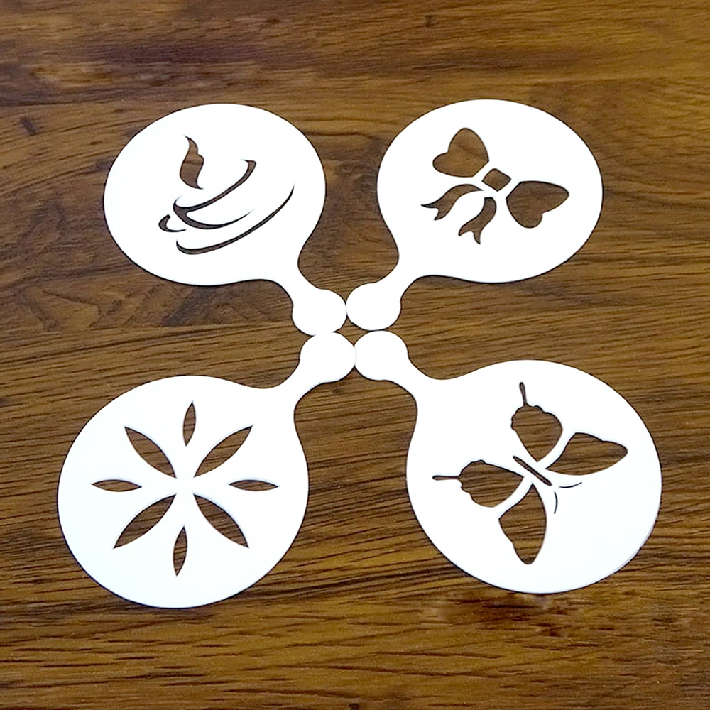 Reusable Mold Coffee Milk Cake Cupcake Stencil Template Coffee Barista Cappuccino Template Strew Pad Duster Spray Tools 13 Type