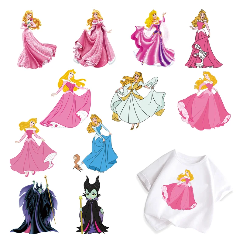 Disney ลpiฤ
ca krรณlewna Aurora odzieลผ naszywki termoprzylepne naklejki winylowe DIY dzieci aplikacja na ubrania paski aplikacje