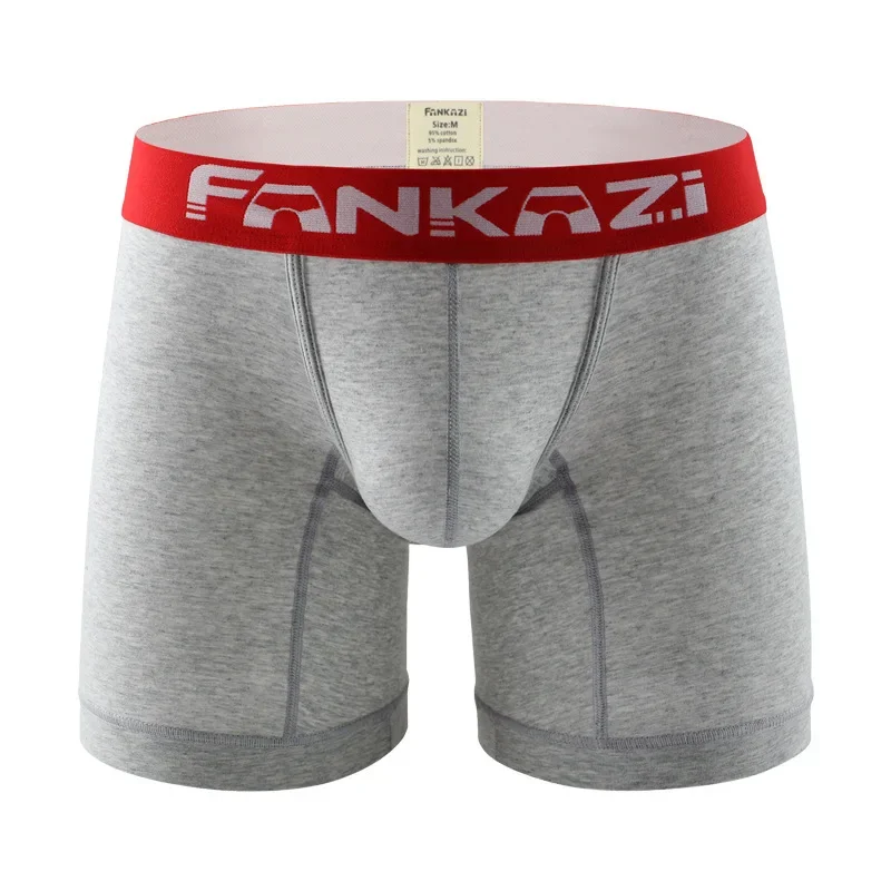 Men's Bulge Boxy Underwear Cotton Long Leg Boxer Briefs Japanese Style Low Rise Breathable Sports Underwear U-Pouch Daily Trunks