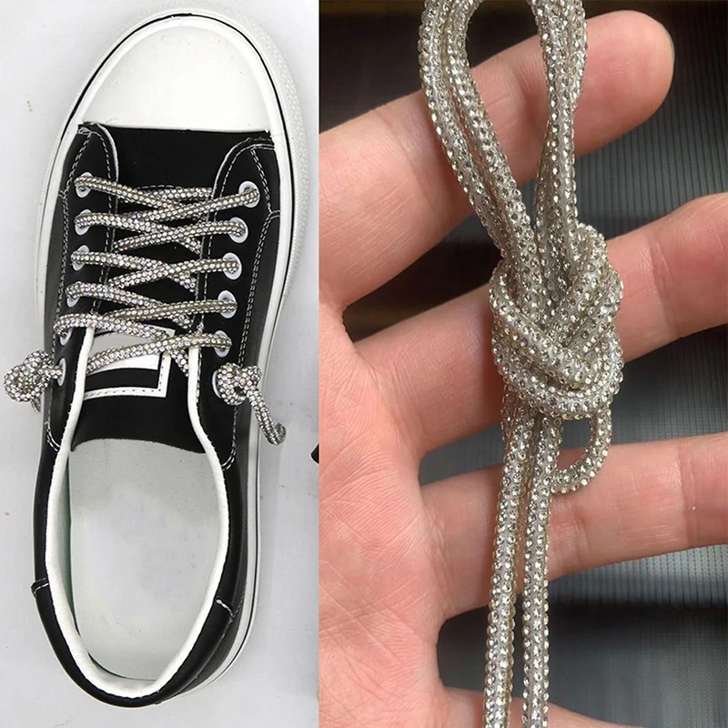 1Pair 70/80/100/120/140CM Luxury Diamond Shoe Laces Rhinestone Shoelaces Sneakers Laces Shoes Round Shoelace DIY Strings