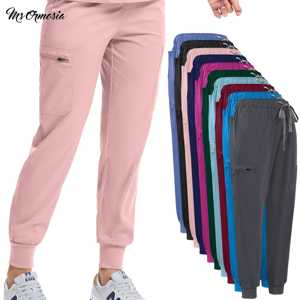 Pantalon de travail de clinique dentaire multicolore, blouses d'allaitement, uniforme d'infirmière, poches, toilettage pour animaux de compagnie, pantalons chirurgicaux pour hommes et femmes