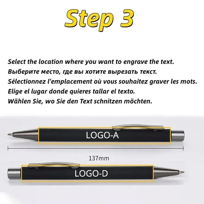 200pcs Advertising Pen Metal Ballpoint Pen Rubber Texture Custom Logo Text Engraving Laser Engraving Customizable Name Logo Pen