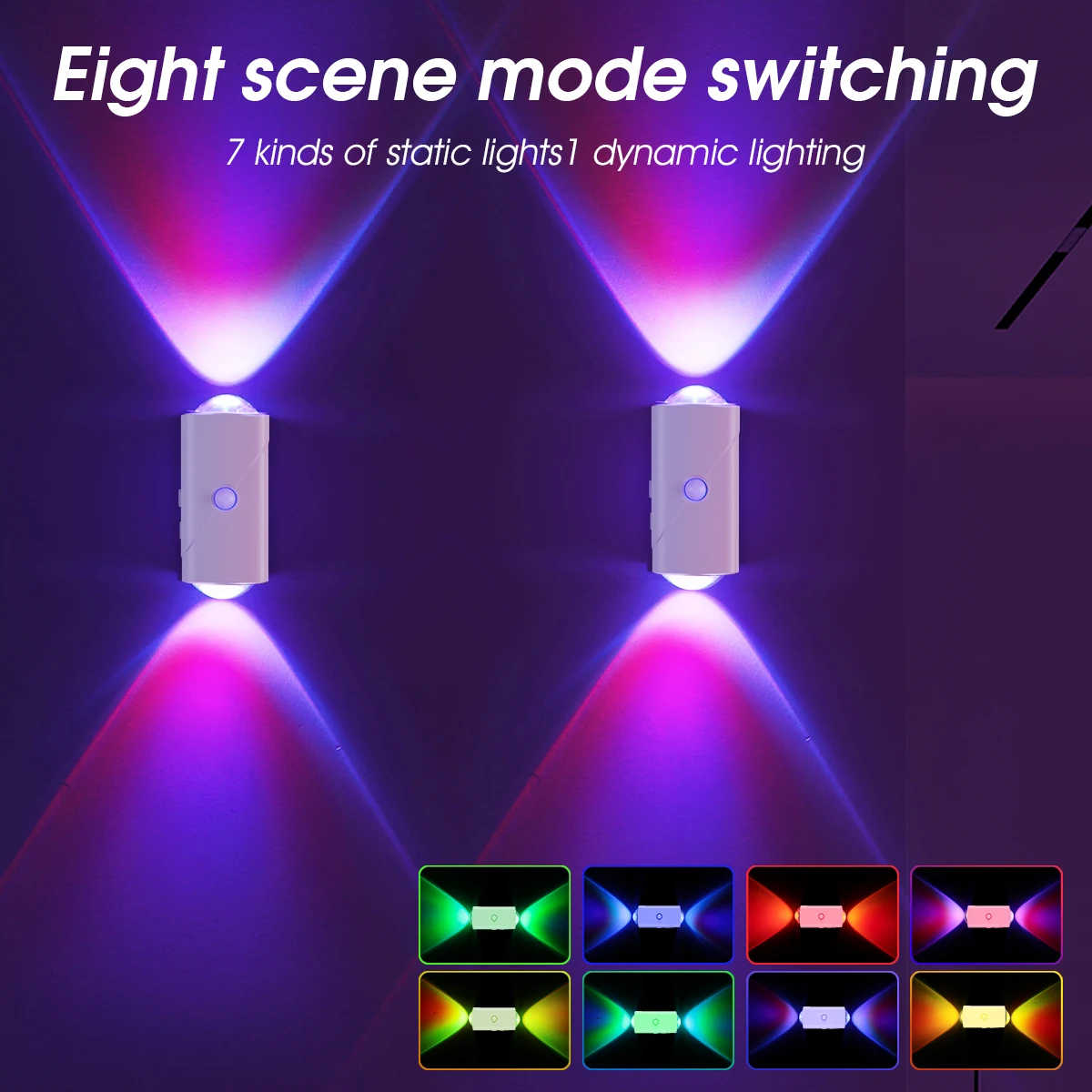 2/1PCS Motion Sensor Night Light, 8 Lighting Modes USB Rechargeable Magnetic LED Lamp for Bedroom Hallway Stairs Kitchen