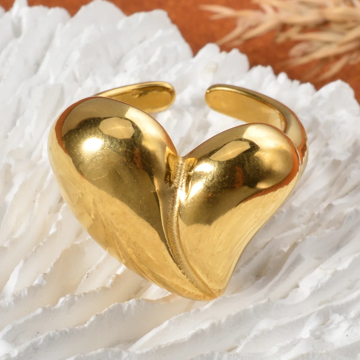 

Minimalist Puff Heart Design Stainless Steel Ring Love Open Ring Romantic Coquette Jewelry Accessories Anniversary Gift