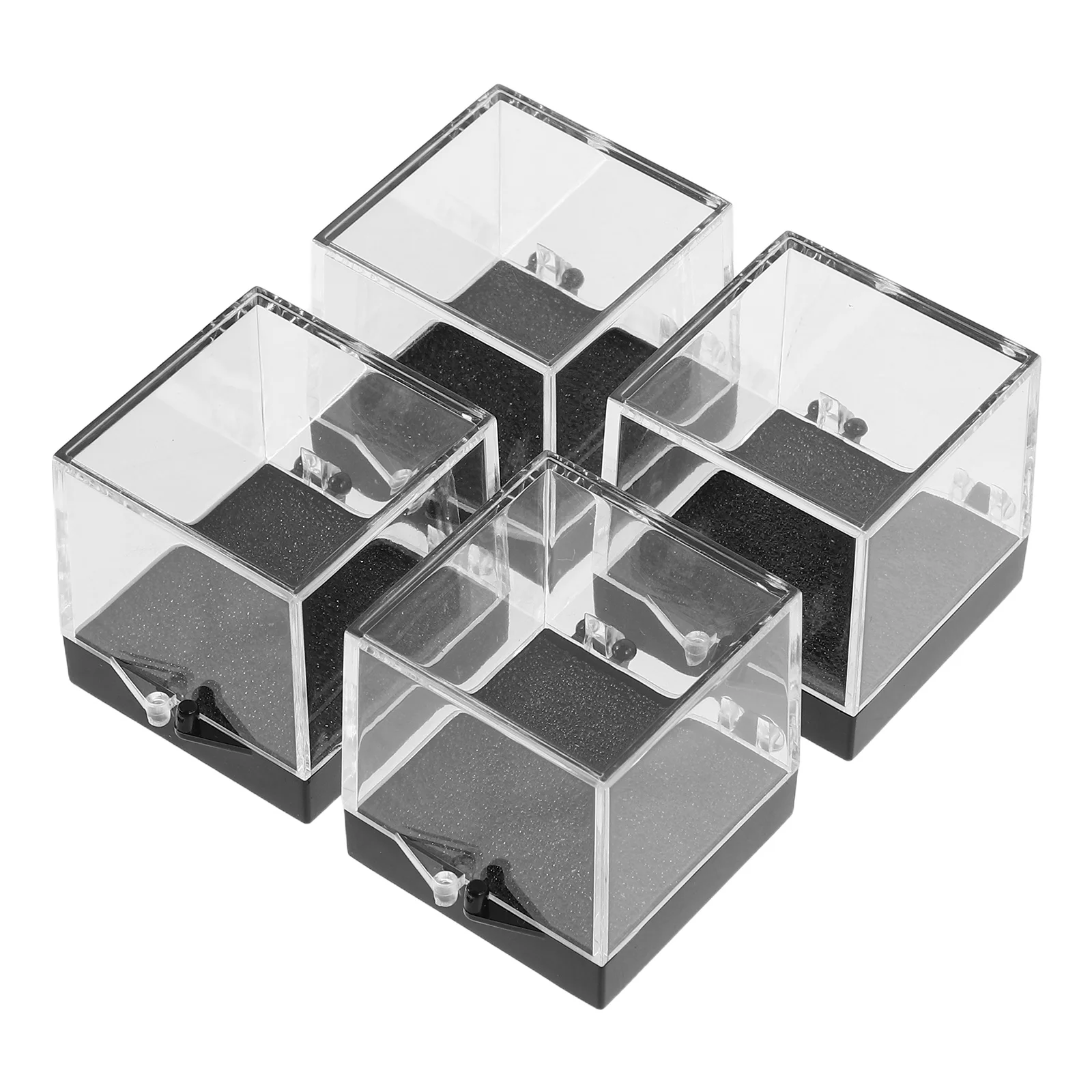 4pcs Mineral Standard Box Jewelry Specimen Storage Display Case Transparent Square Collector Multifunctional