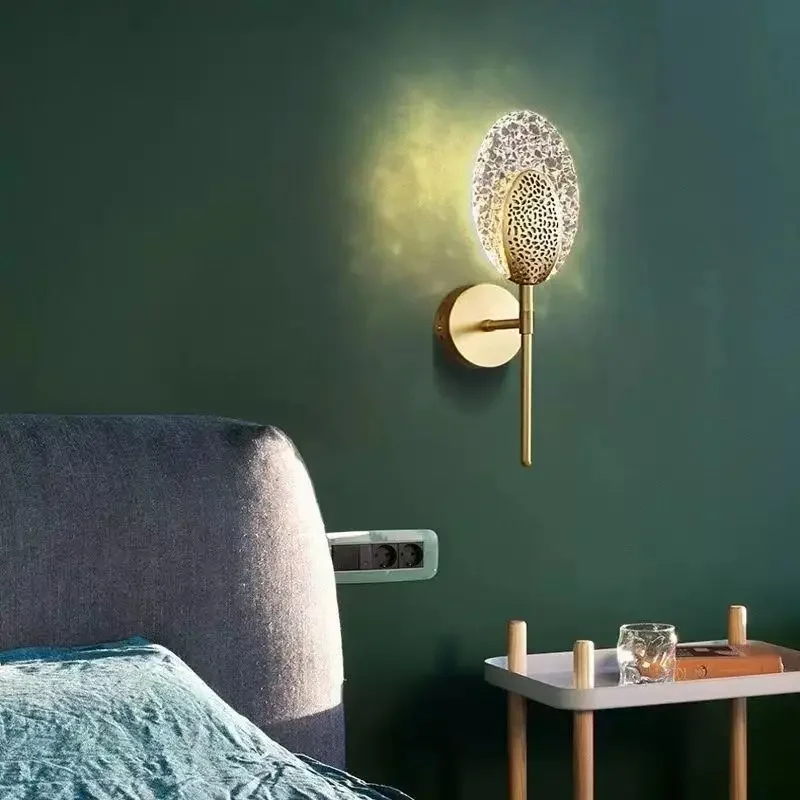Light Luxury Wall Lamp Crystal Textured Bedroom Bedside Lamp Living Room Background Wall Light Corridor Decorative Lighting