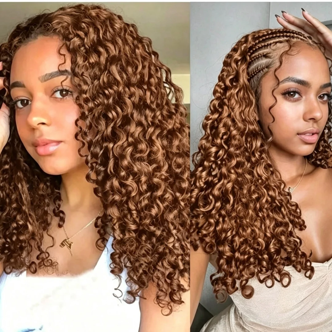 Smilegirl #4 Chocolate Brown Burmese Curly Crochet Hair Pre-Separated Beginner Friendly Lightweight Human Hair Extensions Reusable Protective Style