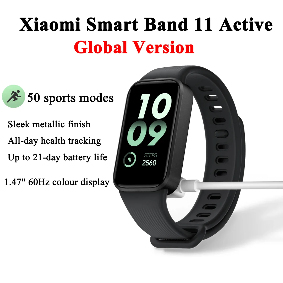 Global Version Xiaomi Smart Band 11 Active 1.47'' TFT Display 50 Sports Modes All-day Pressure Monitoring 21-days Battery Life