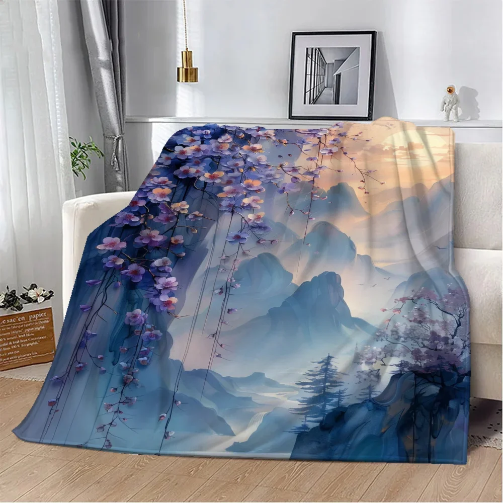 Poetry of Violets Velvet Blanket King Size Luxury Blankets & Throws Home Interior Microfiber Bedding Bed Throw Beach Towel Knee