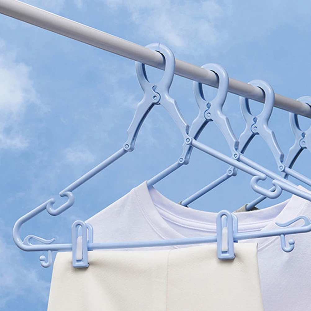 

5Pcs Clamp Style Windproof Hangers Thickened Plastic Clothes Hangers for Shirts Jackets Scarves Socks Trousers Home Drying