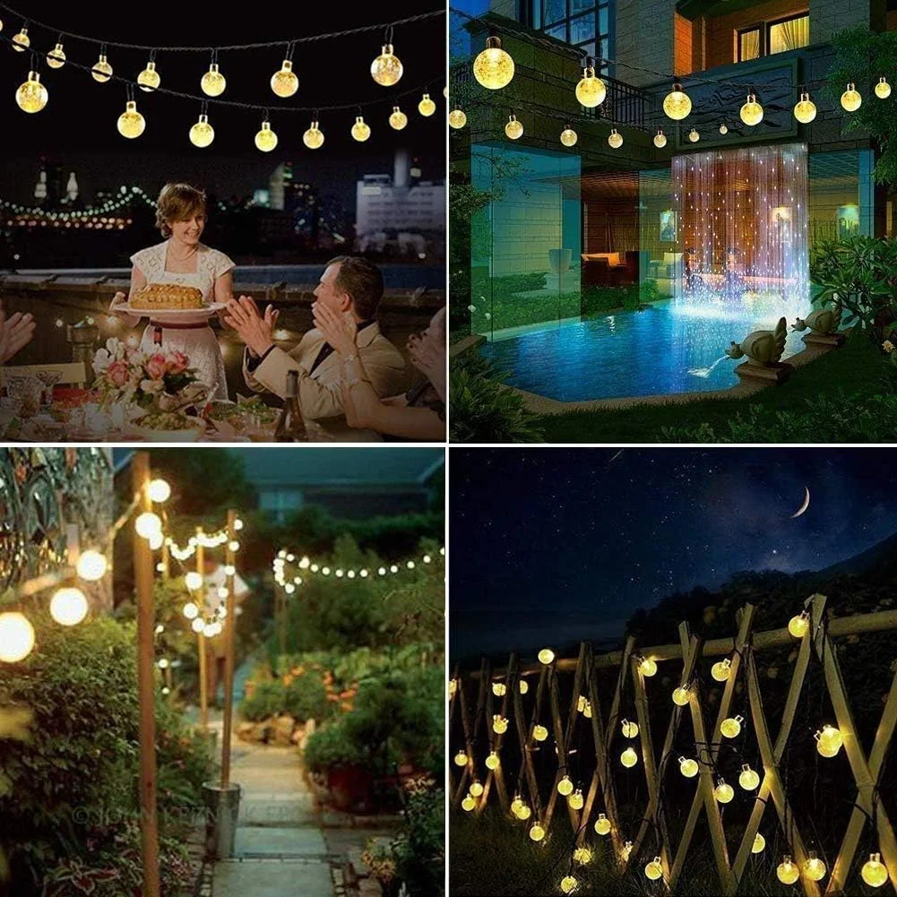 Imagem -05 - Solar Power Outdoor String Lights Guirlanda Impermeável Fairy Lights para Casamento Decoração de Natal Ano Novo Modos