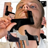 200-Men's Beard Comb, Sideburn Styling Comb with Brush, Full Beard Trimming Template Comb, Beard Styling Comb