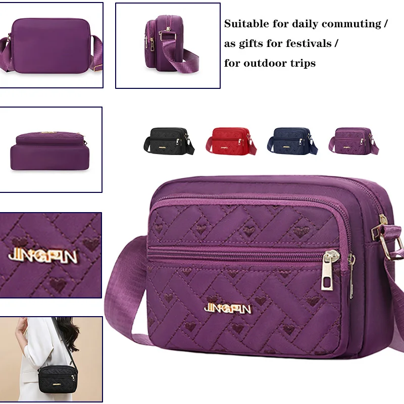 Neue Damenhandtasche mit Stickerei, großes Fassungsvermögen, bequeme Unterarmtasche, Reißverschluss, tragbare Schultertasche für Damen – Detail 3
