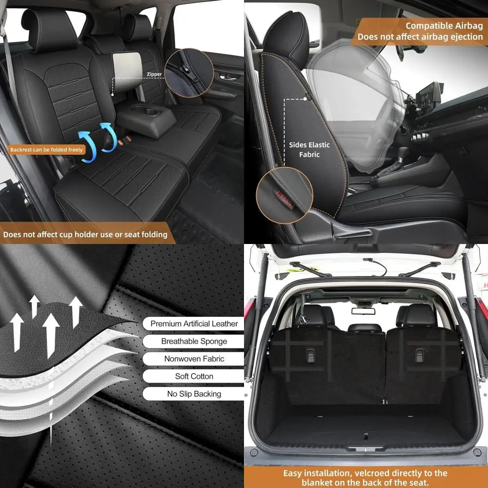 

Car Seat Covers Custom Fit for Honda CR-V CRV 2017-2025 2026 2 Rows 5-Seat Set Faux Leather Seat Covers Waterproof Car Seat Prot