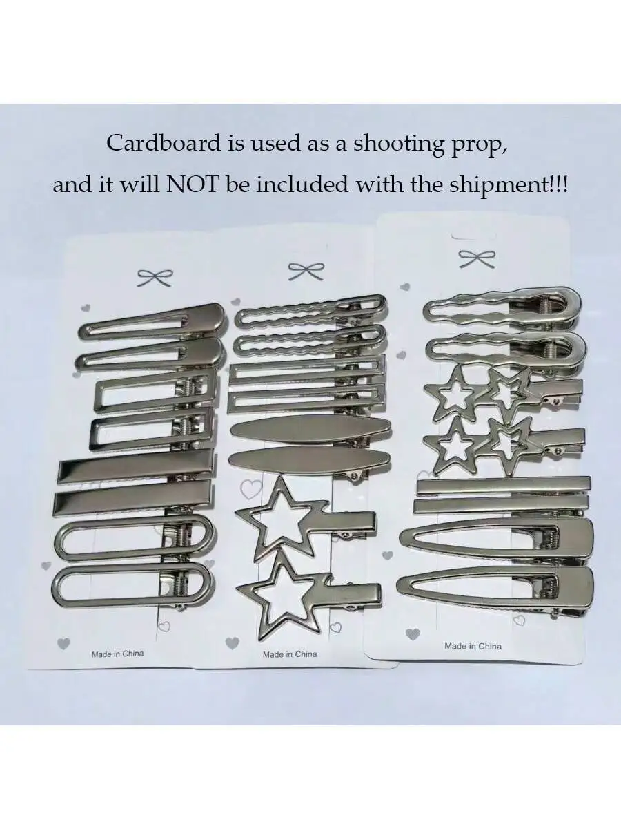 

24pcs Women Metal Hair Clips Set Star Rectangle Oval Barrettes Fashion Accessories