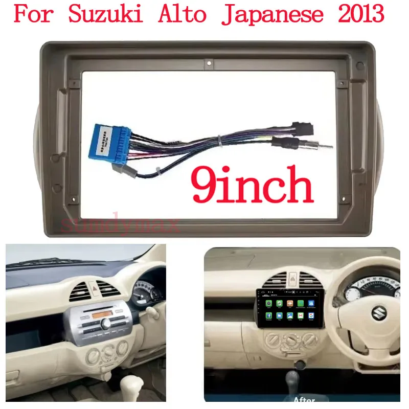 9inch Car Radio Fascia for Suzuki Alto Japanese 2013 Special Dash Trim Kit Frame Panel Head Unit Car Refitting