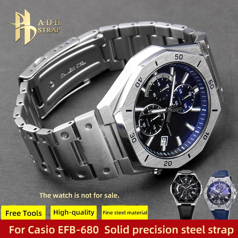 High Quality Solid Precision Steel Strap For Casio EFB-680 Men's Watch Band Convex Interface 12mm 14mm Waterproof Bracelet Belt