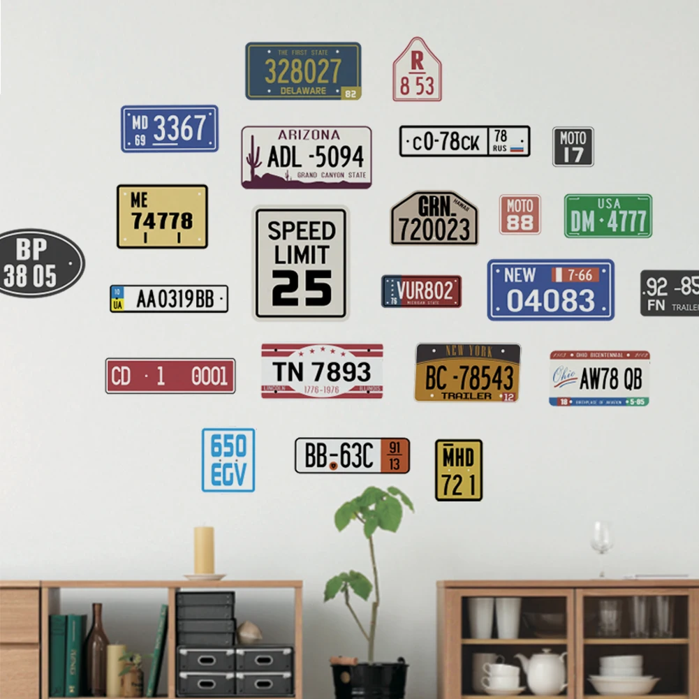 

Speed limit license plate number wall stickers Texas New York California license plate number living room decorative wall poster