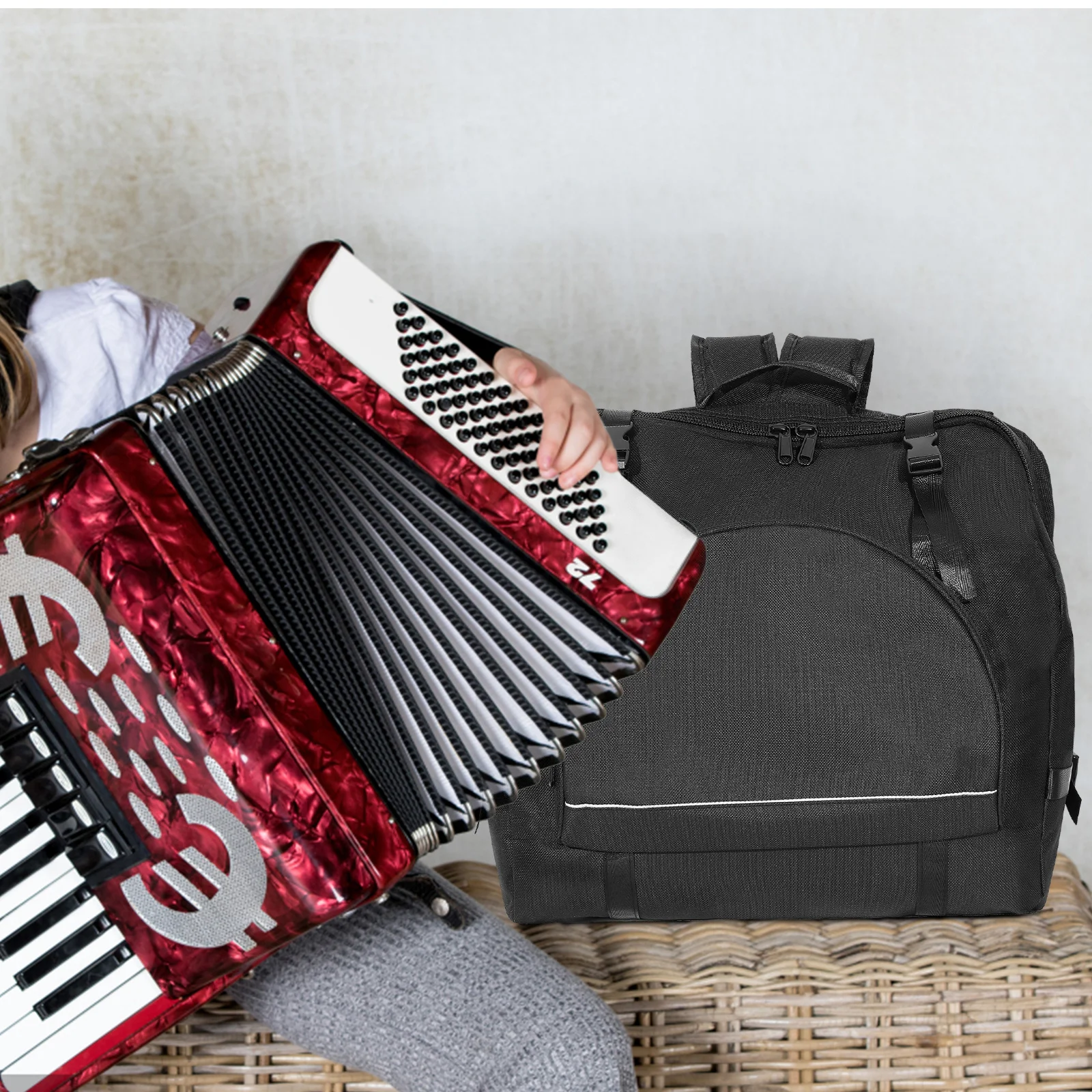

Accordion Backpack Oxford Cloth Shockproof Thicken Large Capacity Adjustable Shoulder Musical Instrument Storage Bag For Concert