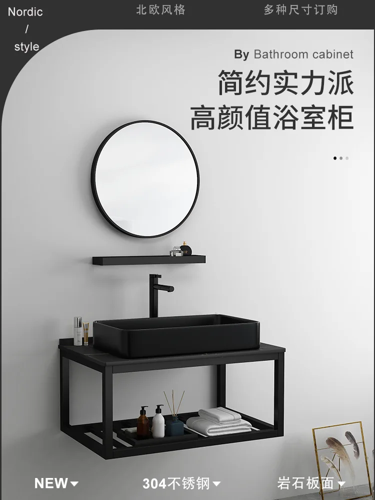 

Wall-mounted balcony wash basin cabinet combination wash table pool small apartment household ceramic washbasin