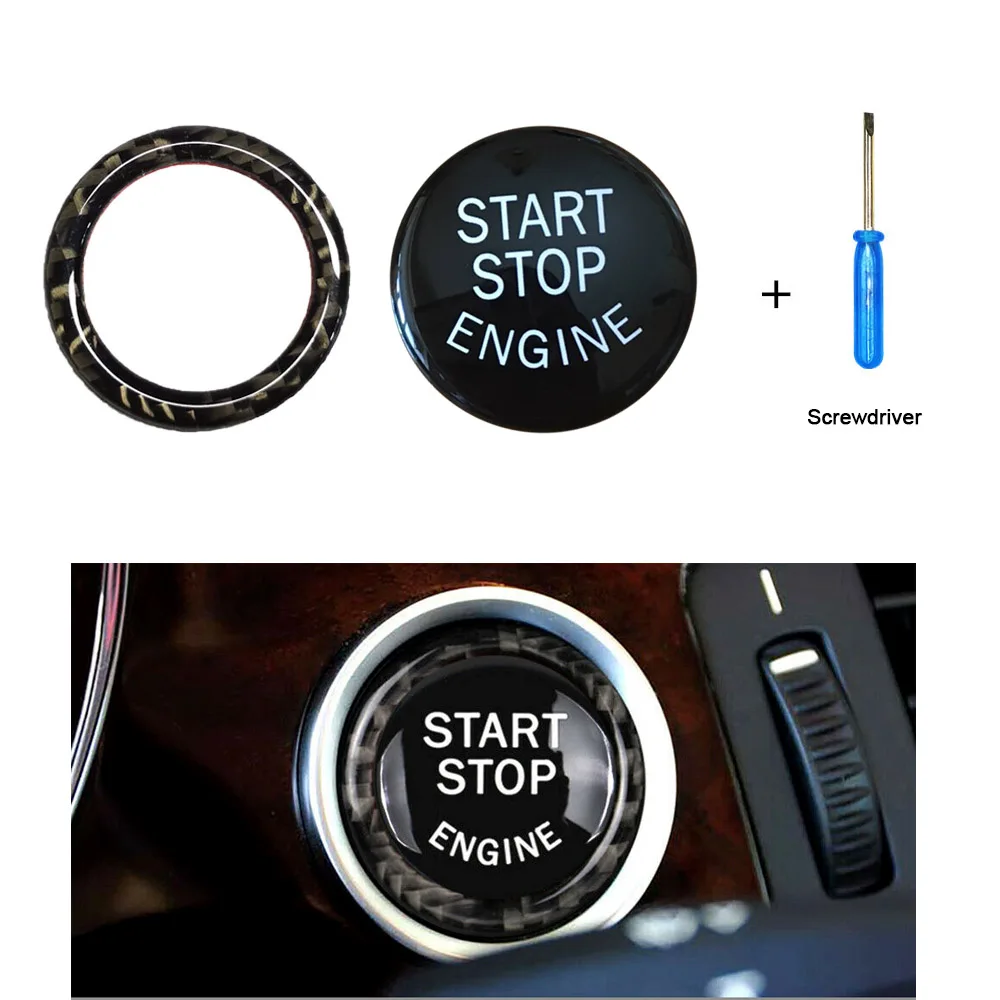 One-button start button black + solid color start ring forE81(2007-2011) E82(2007-2014) E87(2004-2011)