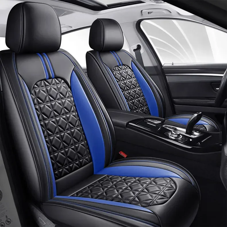 4 Pc Car Accessories Wholesale Waterproof Wellfit Synthetic Nappa Custom Fit Design Universal Full Set Luxury Leather Car Seat C