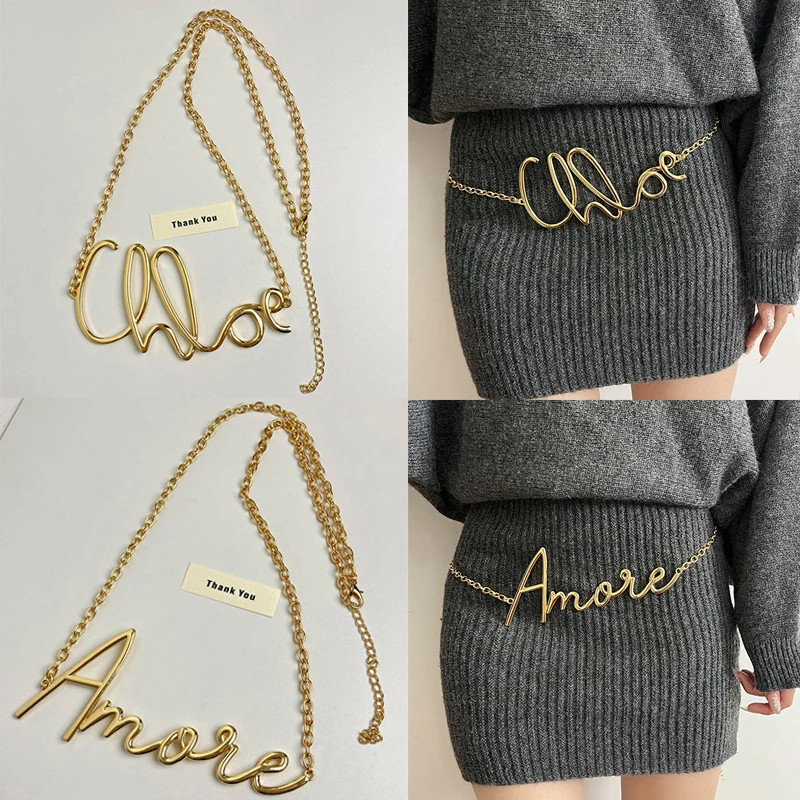 الحد الأدنى الرجعية المعادن أنيقة إلكتروني الخصر سلسلة للنساء الفتيات اليومية الخريف الشتاء الخصر سلسلة الملابس والاكسسوارات الهدايا #1