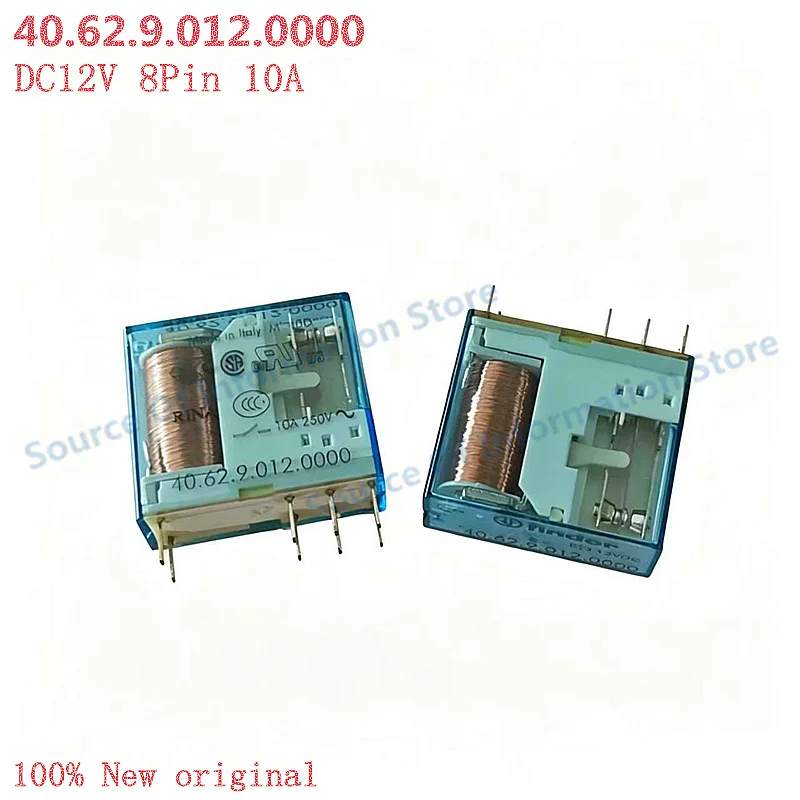 Finder 40.62.9.012.0000 Industrial Relay, 10A 2‑Group Changeover Contact Mini PCB Relay DC 12V Coil for Automation Control