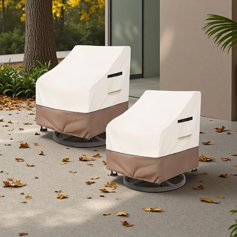 MARIIS Outdoor Swivel Chair Cover Set of 2, 33" W x 35" D x 38.5" H Patio Furniture Slipcovers for Rotating Lounge Chairs