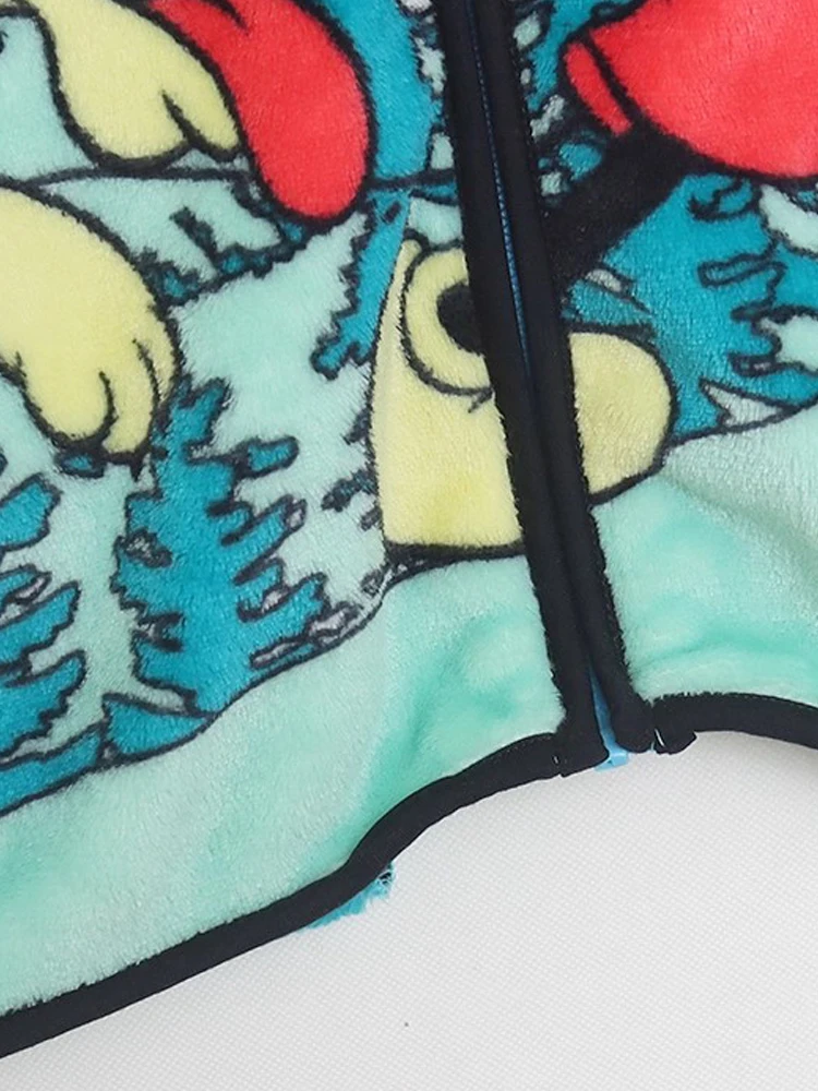 ديزني ميكي ماوس بلوتو طباعة البلوز للجنسين المرأة جيب كم طويل سترة القطيفة زمم البلوز القمم الشارع الشهير الإناث