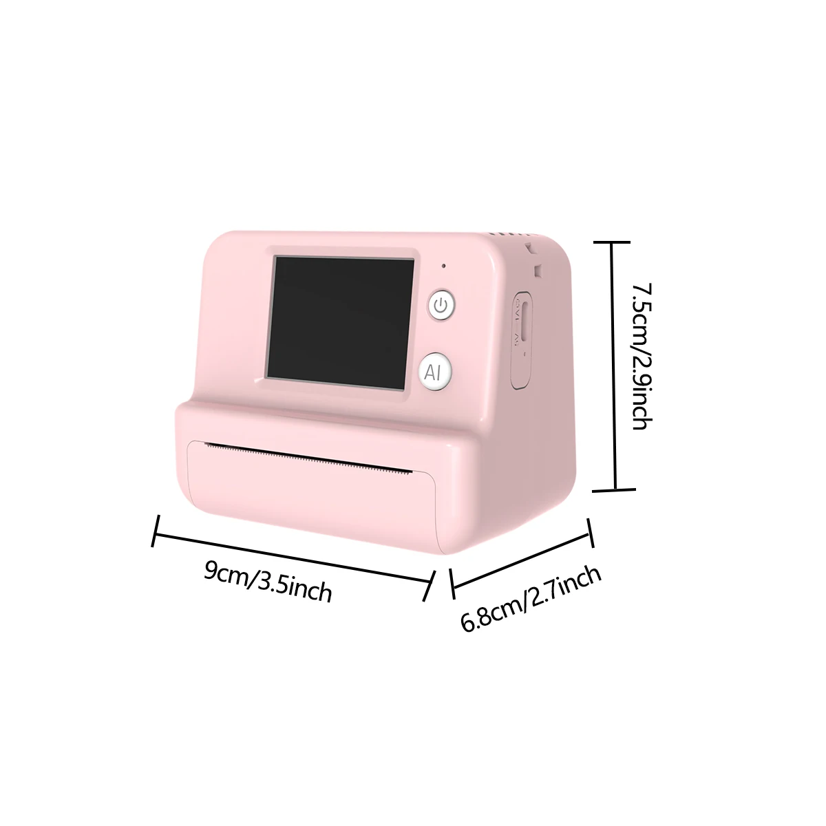 The Mini AI Smart Voice Imaging Printer is portable, ink-free, and boasts high resolution. It charges via USB and includes 3 rol