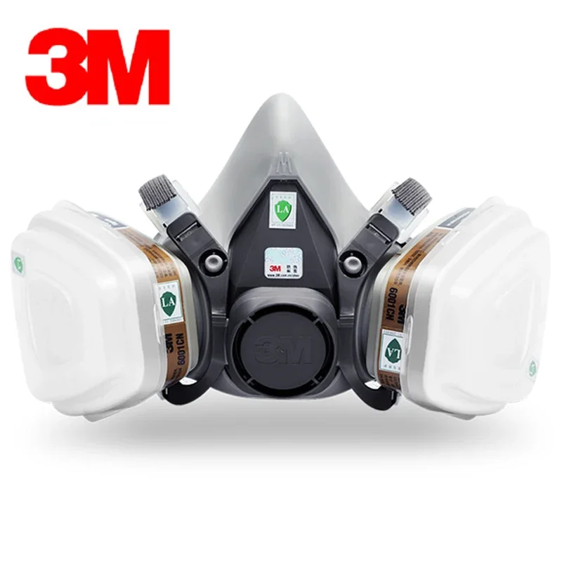 3M 6200 Half-face Mask 6001 Gas Cartridges Painting Spraying Mask Against Organic Vapor Double Filters 7 pieces SuitG222