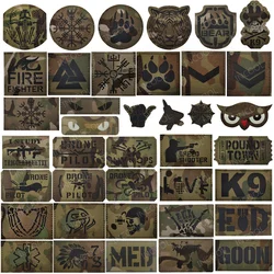 IR Reflective Patch Viking Fire MED EOD Shooter Finger Frog Tiger Bear K9 Cat Eye Owl Laser Cutting Decorative Armband Patches