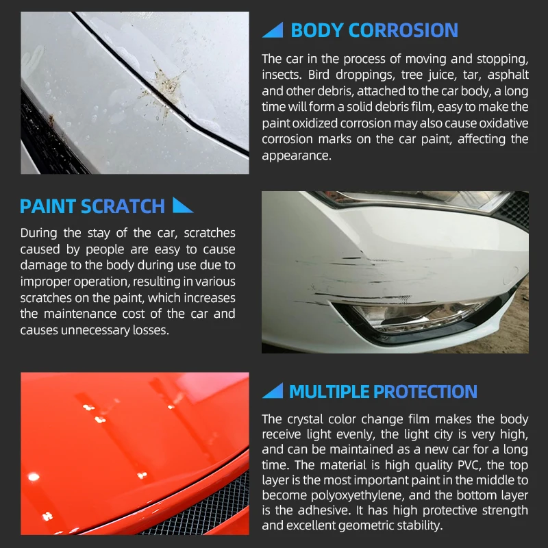 초색상 무광 자동차 랩 비닐 자가 접착 PET 색상 변색 바디 코팅 광택 TPU 색상 변경 필름