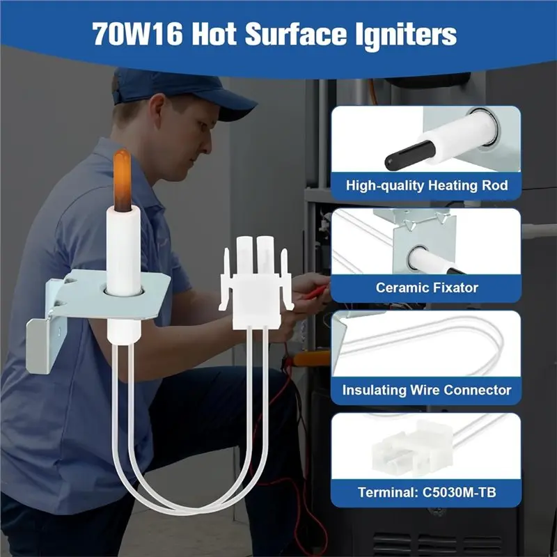 M11K-For Lennox Emerson Armstrong White Rodgers 70W16 Furnace Hot Surface Ignitor, 789A-801A1- Silicon Nitride Material