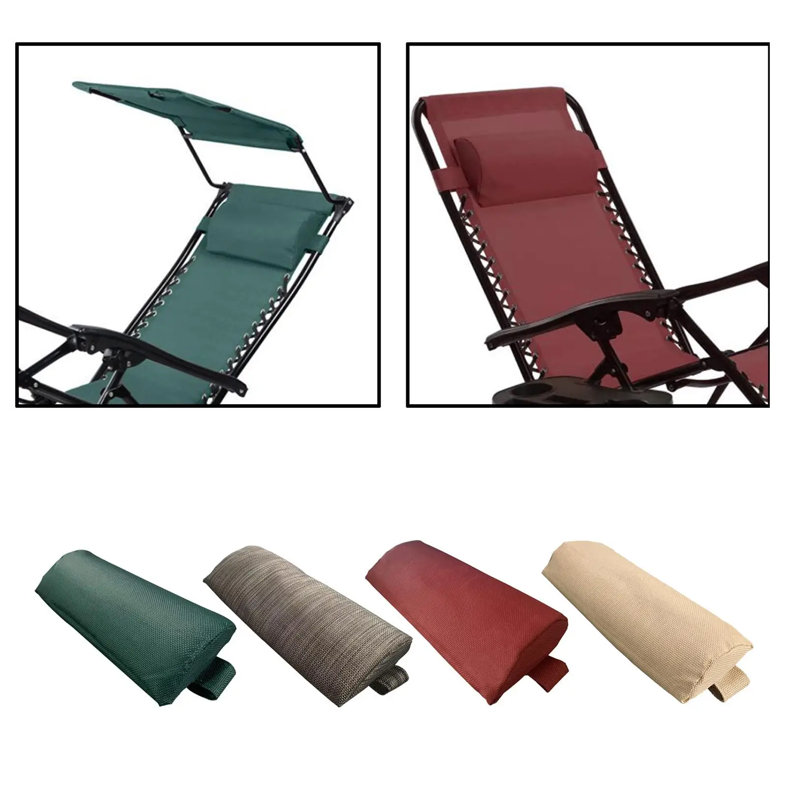 Chair Headrest Attachment with Elastic Band Adjustable Neck Pillow for Folding Chair Office Recliner Head Support