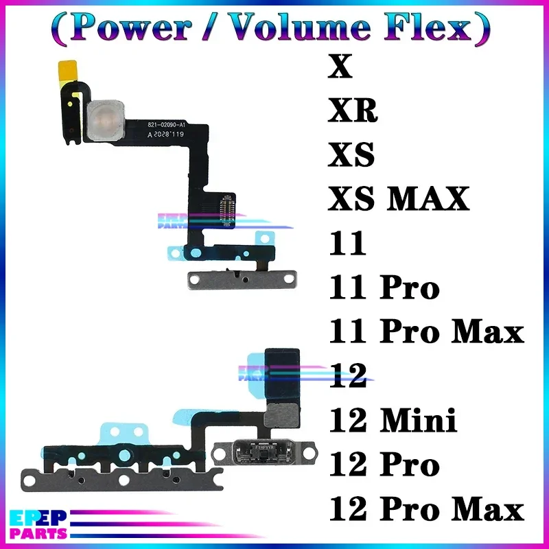 

Switch Side Button Power On Off Volume Flex for IPhone X Xr Xs 11 12 Pro Max Mini Key Ribbon Silent Mute Flex Cable